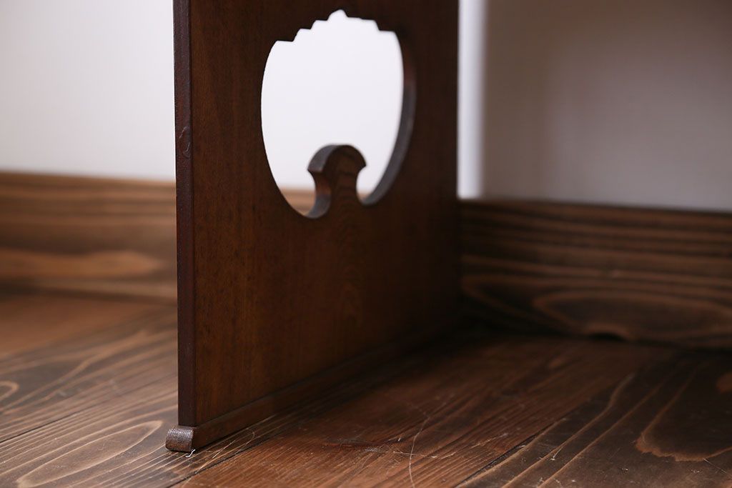 レトロ家具　昭和レトロ　牡丹の戸棚付き文机