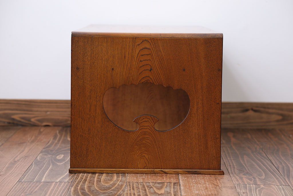 レトロ家具　昭和レトロ　牡丹の戸棚付き文机