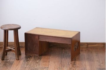 レトロ家具　昭和レトロ　牡丹の戸棚付き文机