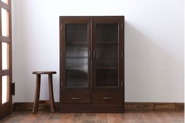 アンティーク家具　アンティーク　モールガラス入り本箱