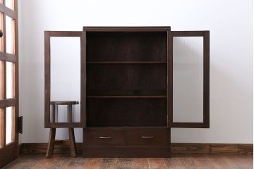 アンティーク家具　アンティーク　モールガラス入り本箱