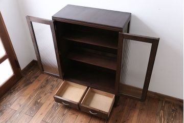 アンティーク家具　アンティーク　モールガラス入り本箱