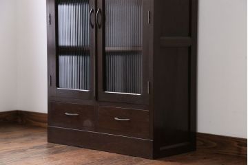 アンティーク家具　アンティーク　モールガラス入り本箱