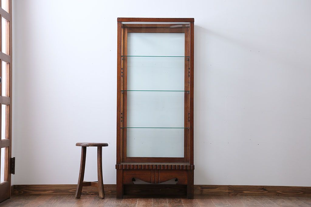 アンティーク家具　大正ロマン　ナラ材!縦型ガラスケース
