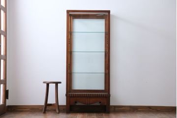 アンティーク家具　大正ロマン　ナラ材!縦型ガラスケース