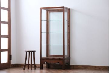 アンティーク家具　大正ロマン　ナラ材!縦型ガラスケース
