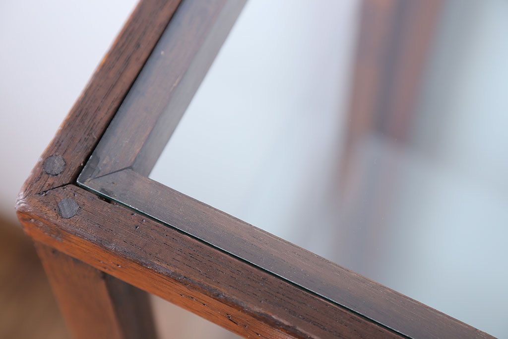 アンティーク家具　大正ロマン　ナラ材!縦型ガラスケース