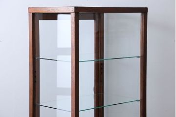 アンティーク家具　大正ロマン　ナラ材!縦型ガラスケース