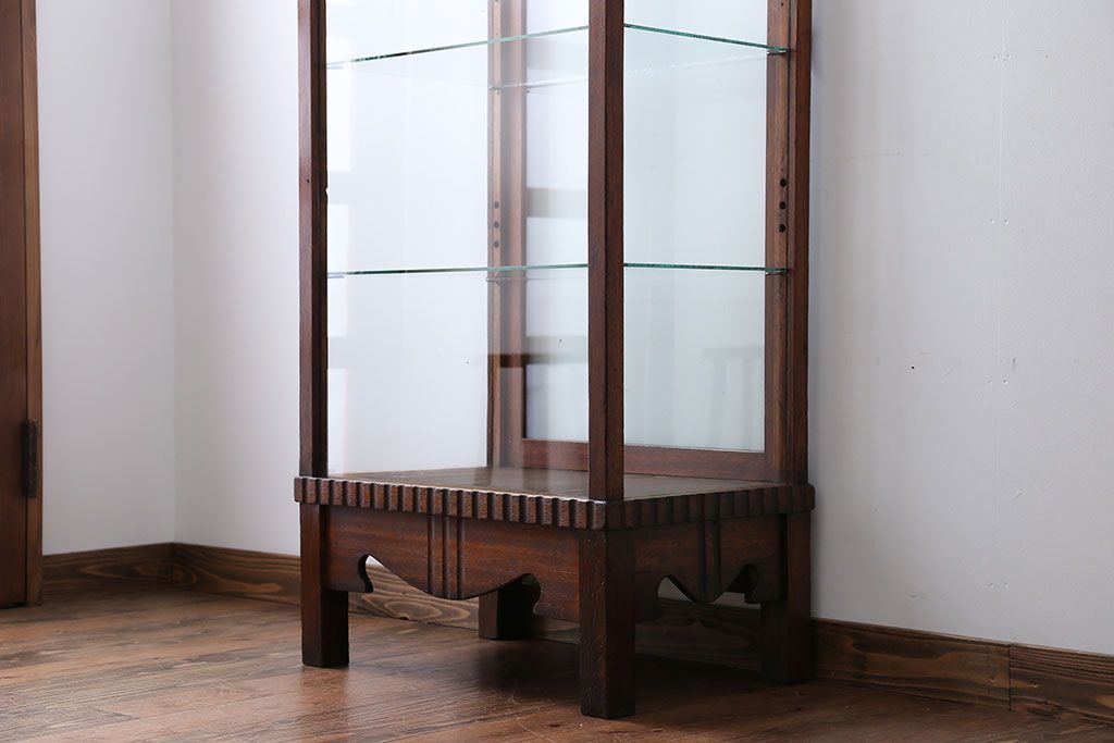 アンティーク家具　大正ロマン　ナラ材!縦型ガラスケース