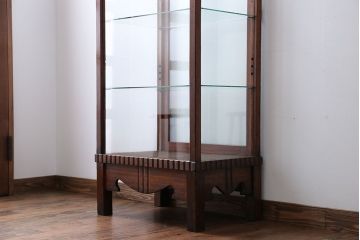 アンティーク家具　大正ロマン　ナラ材!縦型ガラスケース