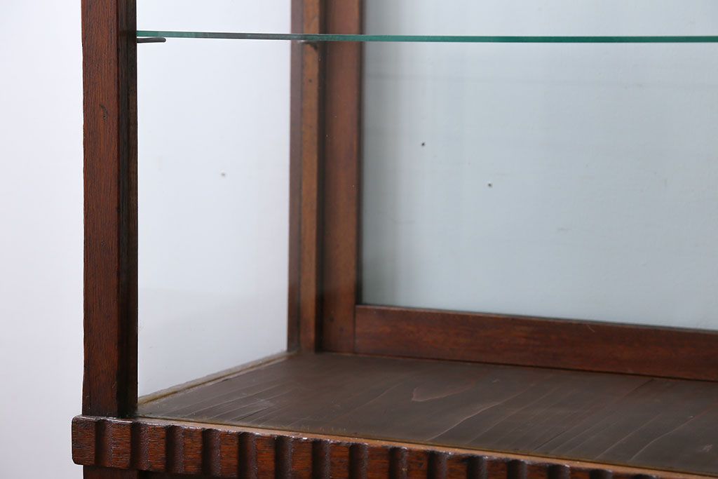 アンティーク家具　大正ロマン　ナラ材!縦型ガラスケース