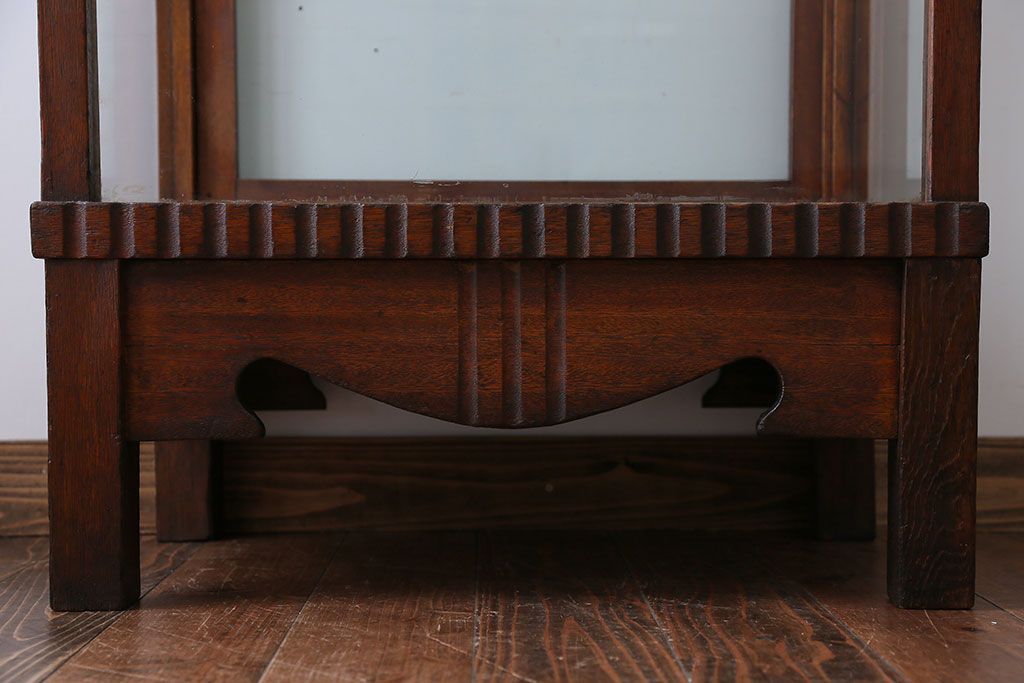 アンティーク家具　大正ロマン　ナラ材!縦型ガラスケース