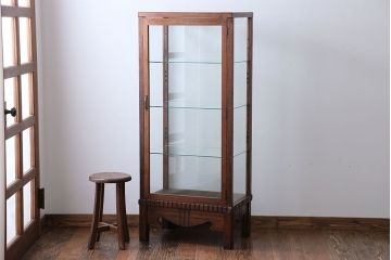 アンティーク家具　大正ロマン　ナラ材!縦型ガラスケース