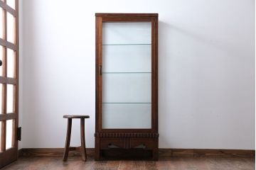 アンティーク家具　大正ロマン　ナラ材!縦型ガラスケース