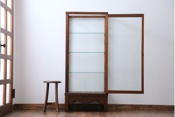 アンティーク家具　大正ロマン　ナラ材!縦型ガラスケース