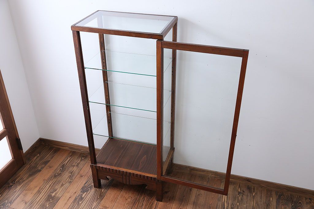 アンティーク家具　大正ロマン　ナラ材!縦型ガラスケース