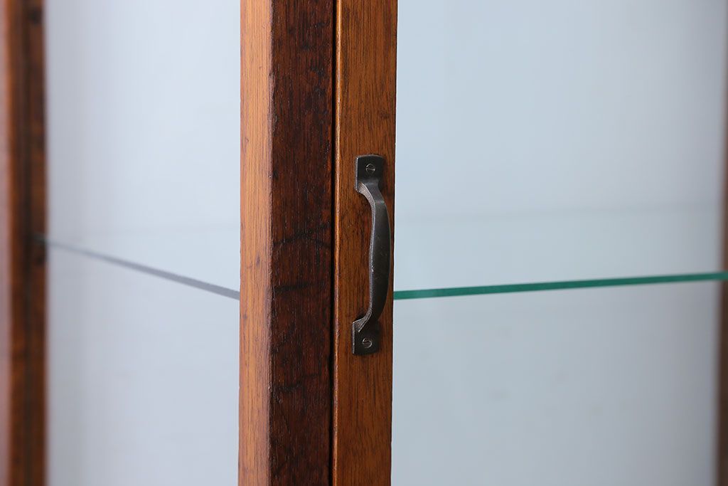 アンティーク家具　大正ロマン　ナラ材!縦型ガラスケース