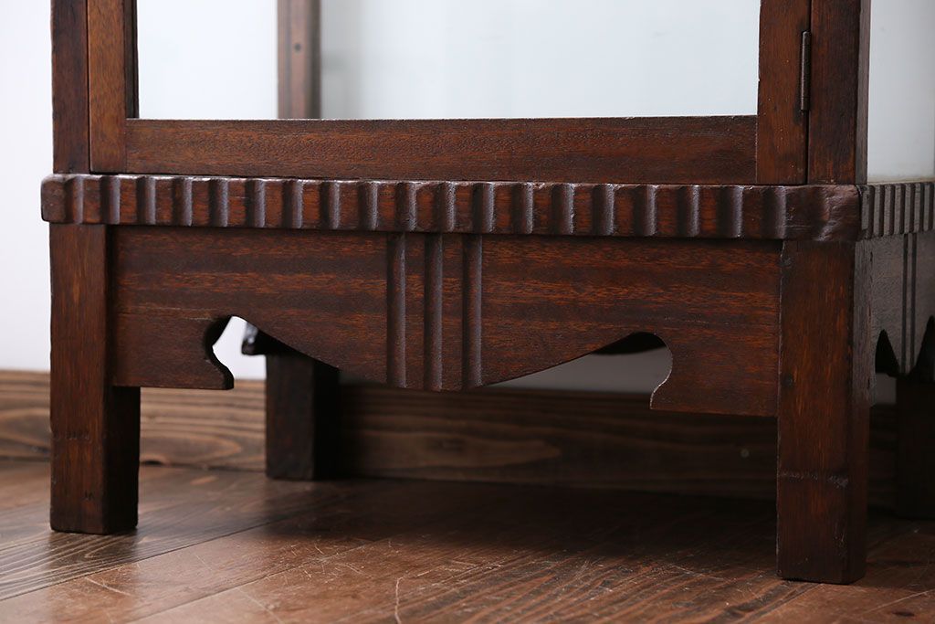 アンティーク家具　大正ロマン　ナラ材!縦型ガラスケース