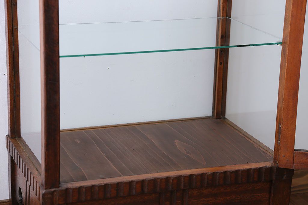 アンティーク家具　大正ロマン　ナラ材!縦型ガラスケース