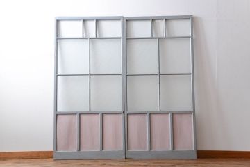 アンティークペイント　ガラス戸2枚セット