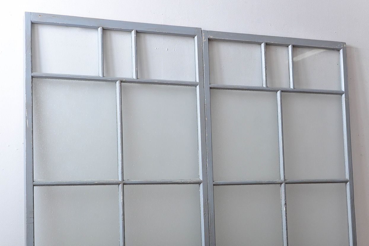 アンティークペイント　ガラス戸2枚セット