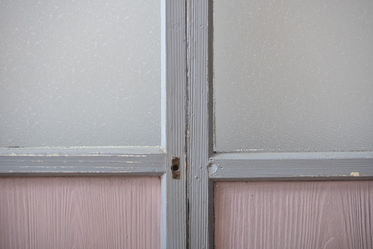 アンティークペイント　ガラス戸2枚セット