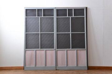 アンティークペイント　ガラス戸2枚セット