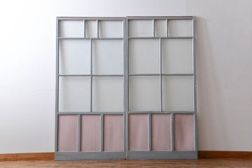 アンティークペイント　ガラス戸2枚セット