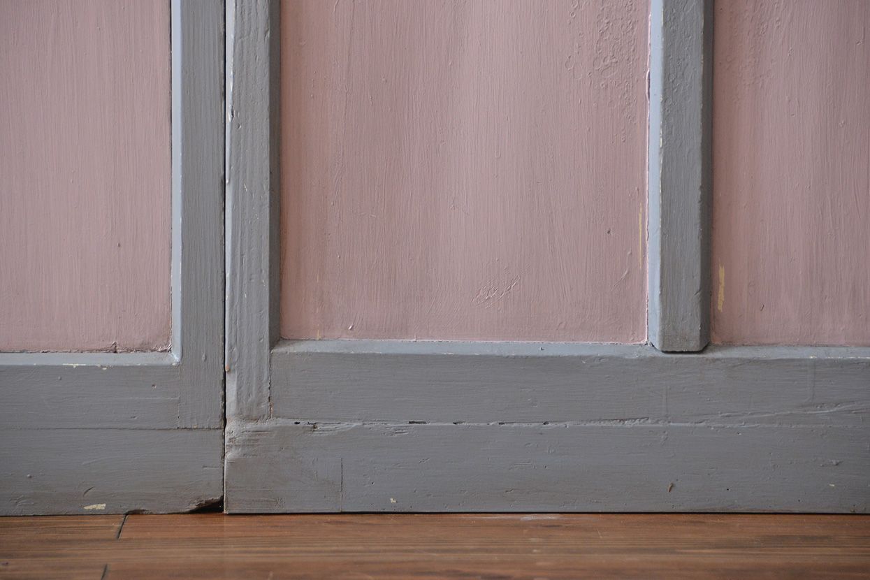 アンティークペイント　ガラス戸2枚セット