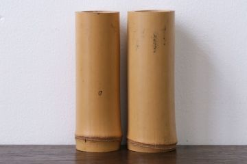 アンティーク雑貨　古い唐木煙草盆1対(火入れ、竹筒)(2)