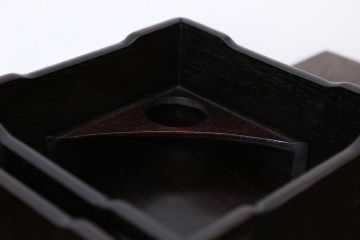アンティーク雑貨　古い唐木煙草盆1対(火入れ、竹筒)(2)