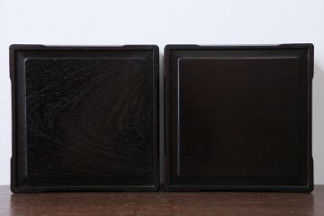 アンティーク雑貨　古い唐木煙草盆1対(火入れ、竹筒)(2)