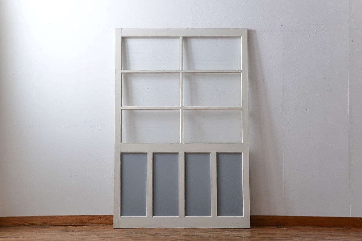 アンティーク建具　ペイント　大きなガラス戸1枚　(R-015631)