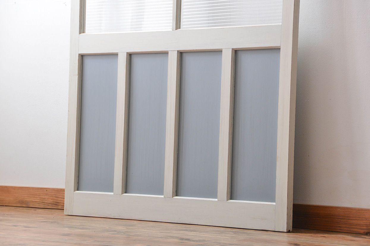 アンティーク建具　ペイント　大きなガラス戸1枚　(R-015631)