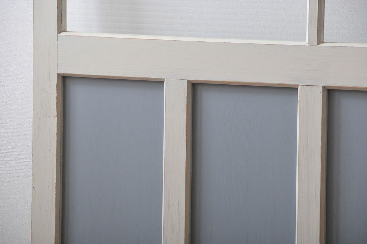 アンティーク建具　ペイント　大きなガラス戸1枚　(R-015631)