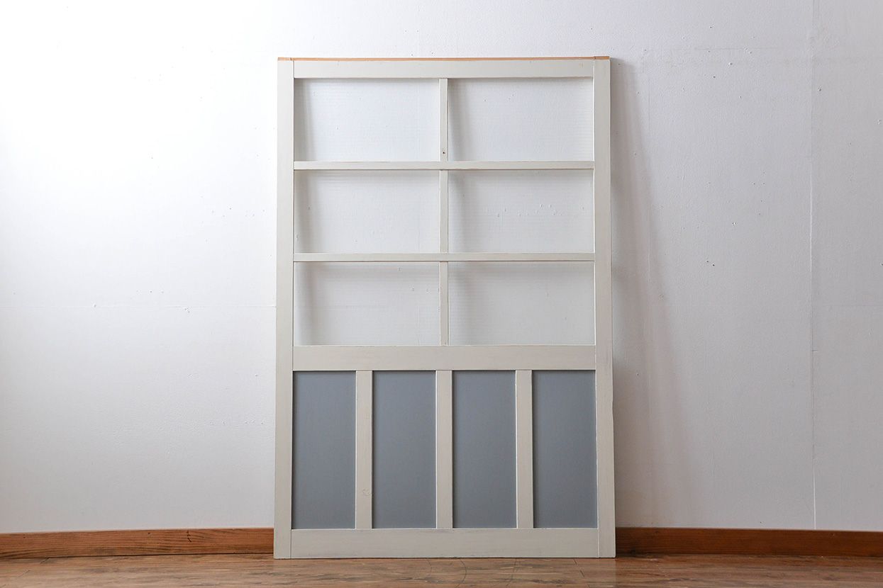 アンティーク建具　ペイント　大きなガラス戸1枚　(R-015631)