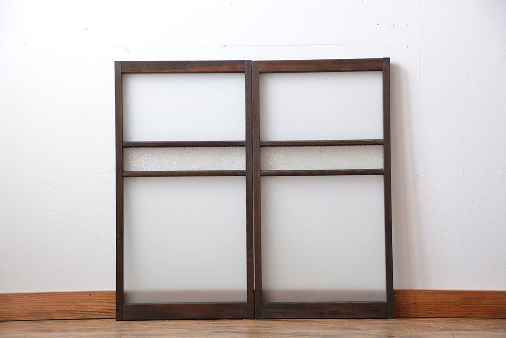 昭和レトロ　ガラス戸2枚(窓)