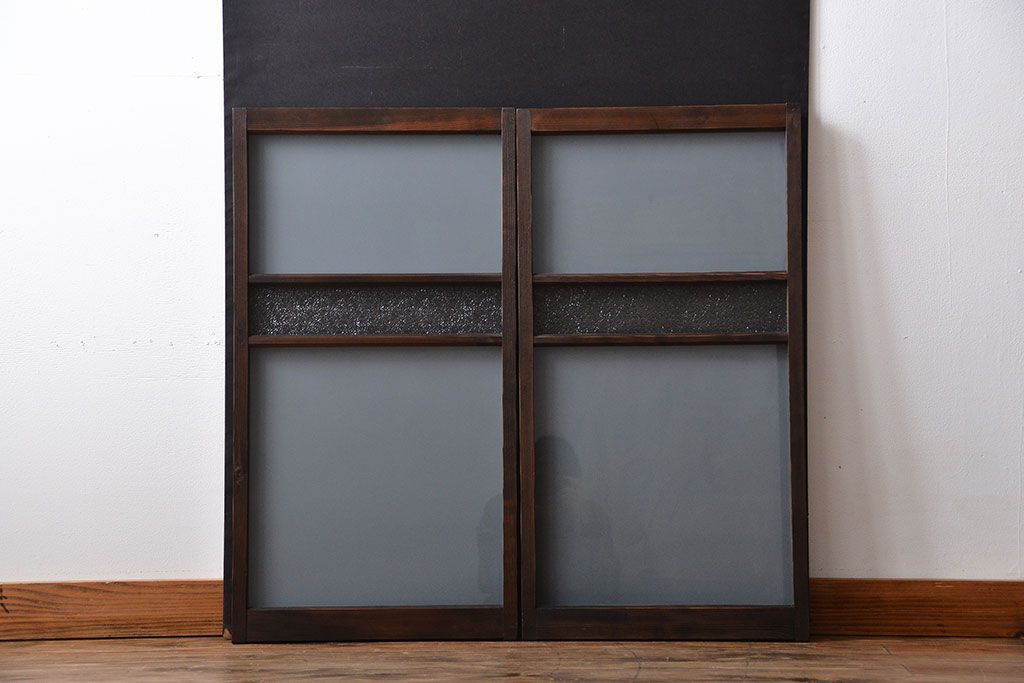 昭和レトロ　ガラス戸2枚(窓)