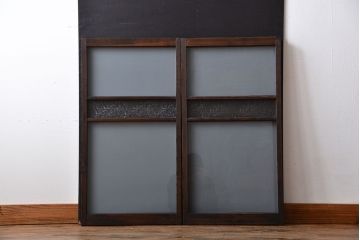 昭和レトロ　ガラス戸2枚(窓)