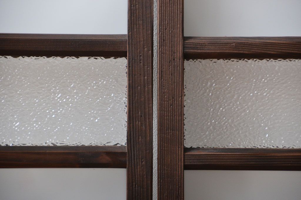 昭和レトロ　ガラス戸2枚(窓)