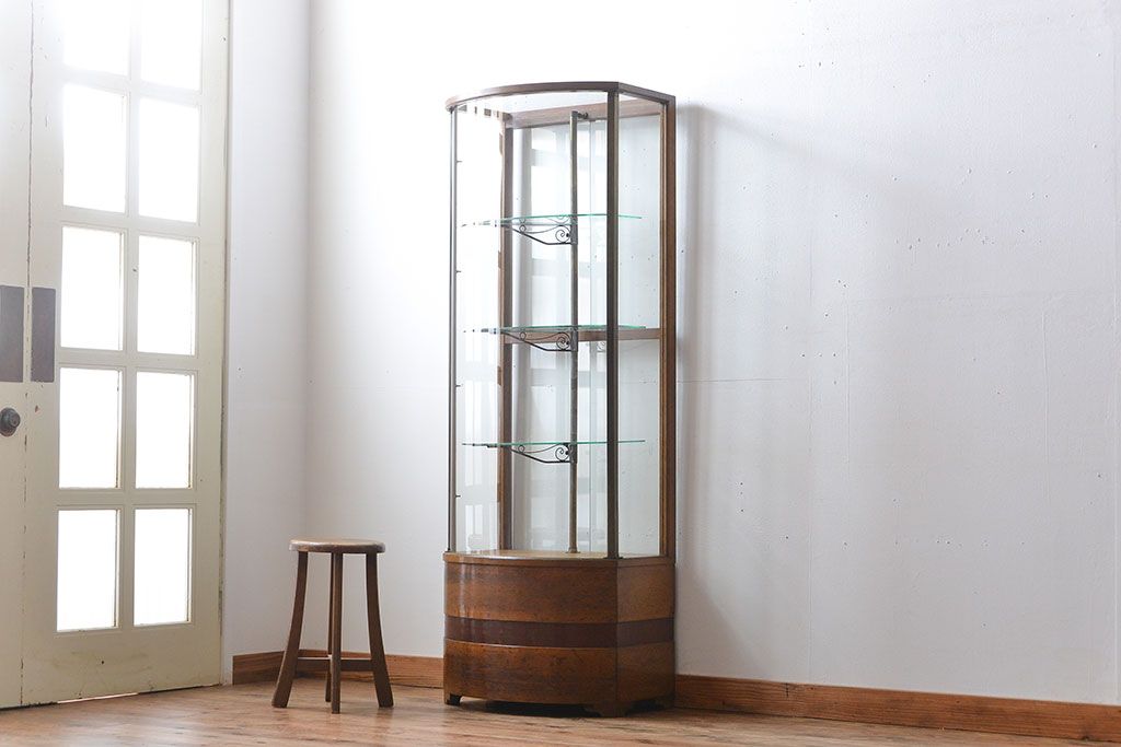 アンティーク家具　アンティーク　カーブガラスショーケース