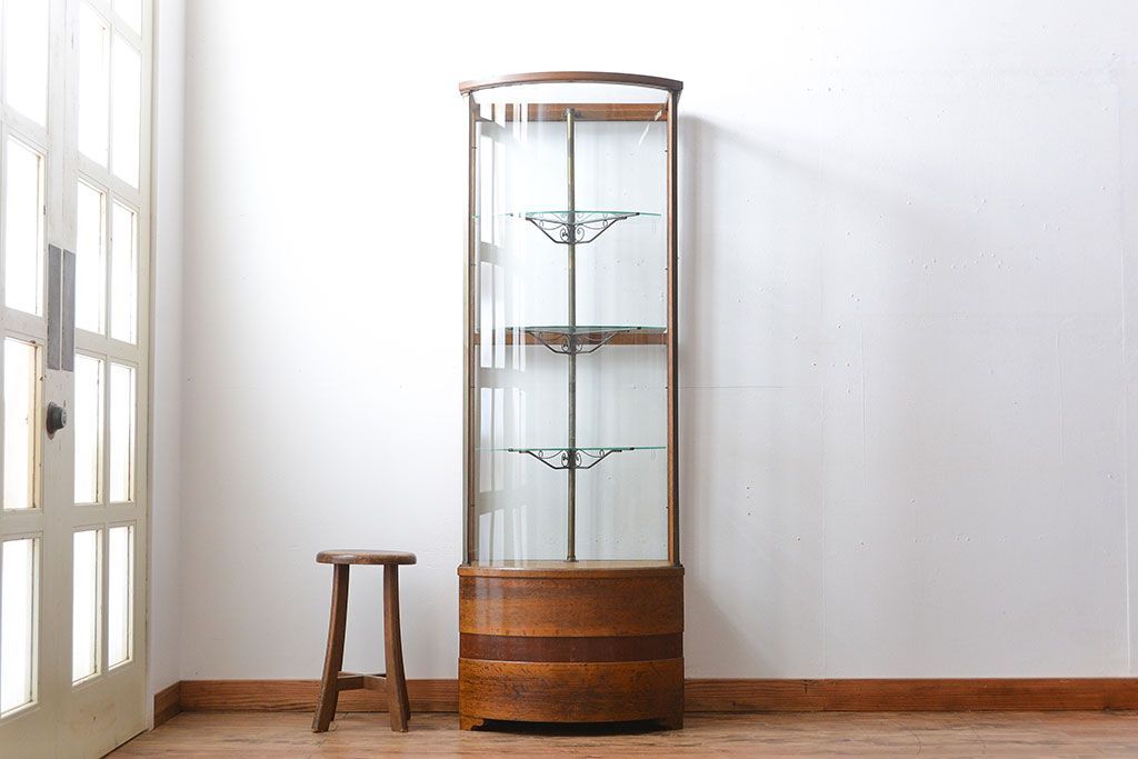 アンティーク家具　アンティーク　カーブガラスショーケース