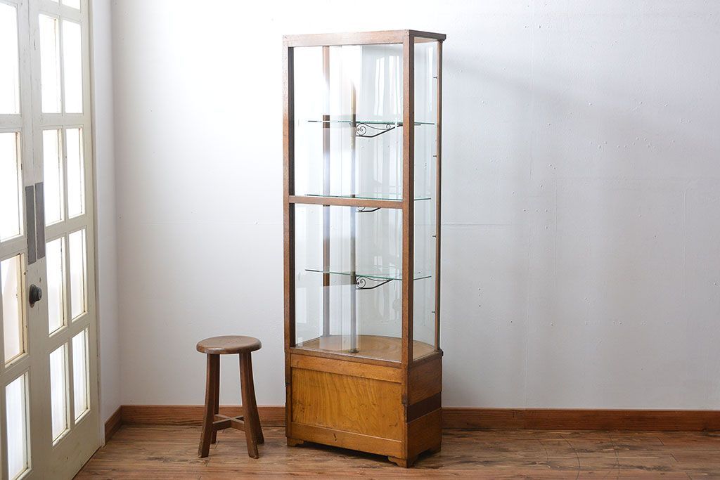 アンティーク家具　アンティーク　カーブガラスショーケース