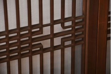 古民具・骨董　ガラス付き組子書院戸4枚セット