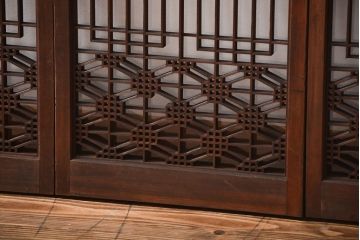 古民具・骨董　ガラス付き組子書院戸4枚セット