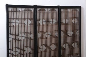 古民具・骨董　ガラス入り組子書院戸3枚セット