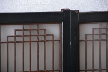 古民具・骨董　ガラス入り組子書院戸3枚セット