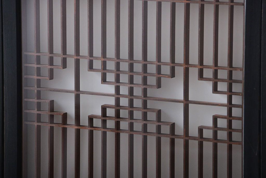 古民具・骨董　ガラス入り組子書院戸3枚セット