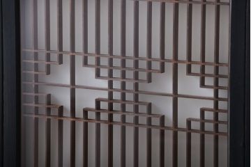 古民具・骨董　ガラス入り組子書院戸3枚セット