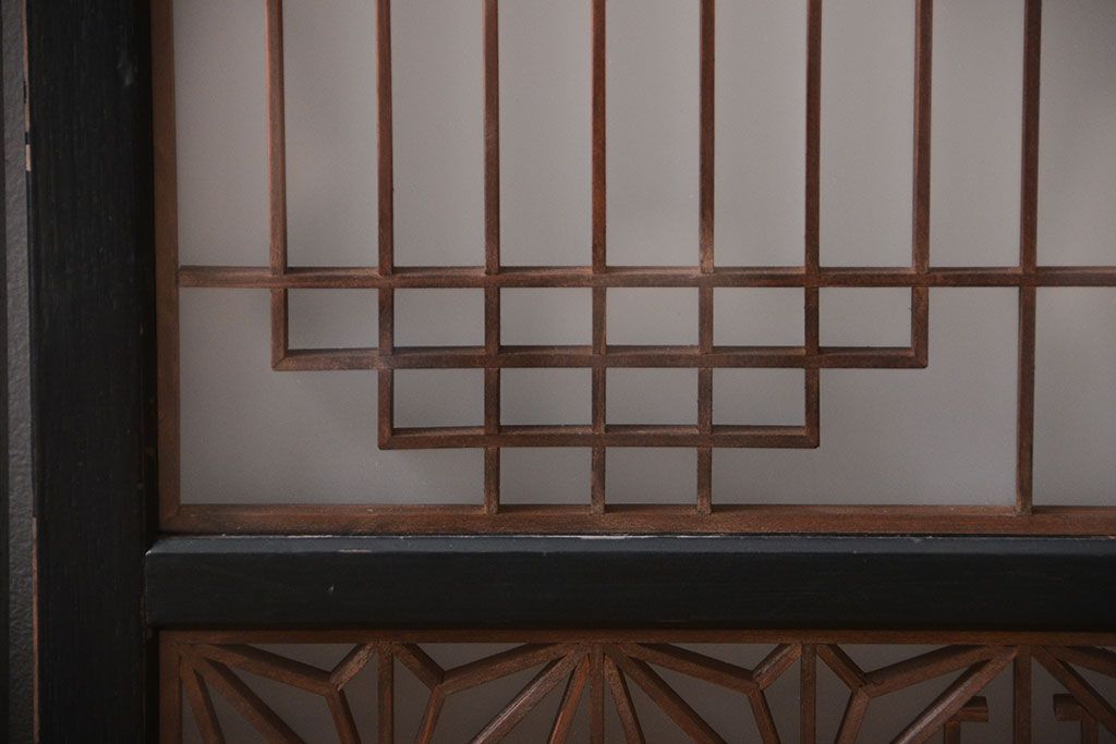 古民具・骨董　ガラス入り組子書院戸3枚セット